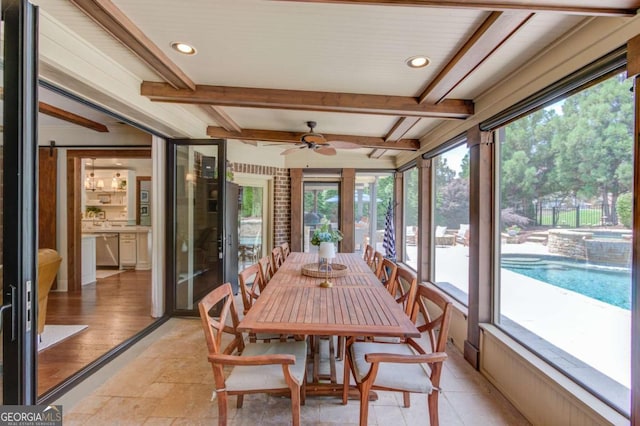 120 Slate Dr, Buford, GA 30518 - sunroom / solarium featuring healthy amount of natural light and beamed ceiling