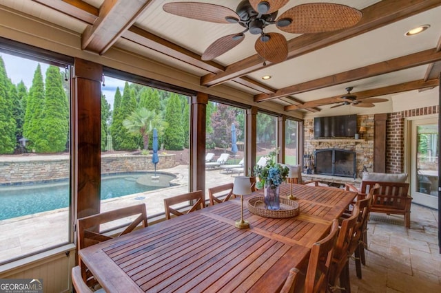 120 Slate Dr, Buford, GA 30518 - sunroom with beamed ceiling
