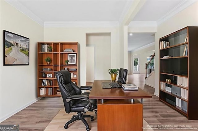 3390 Meadow Grass Dr, Dacula, GA 30019 - office space featuring crown molding and wood finished floors