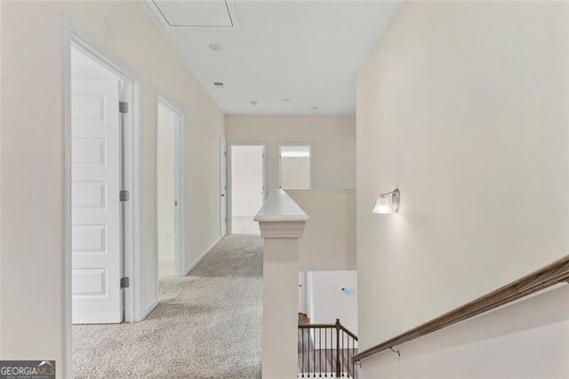 3390 Meadow Grass Dr, Dacula, GA 30019 - hall featuring carpet flooring and an upstairs landing