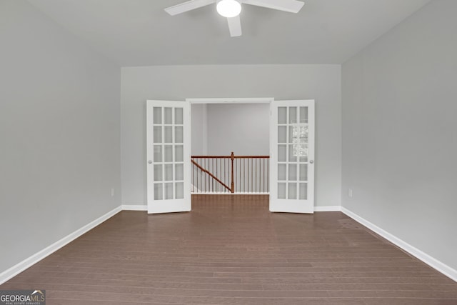 7043 Lancaster Xing, Flowery Branch, GA 30542 - unfurnished room featuring french doors, wood finished floors, and a ceiling fan
