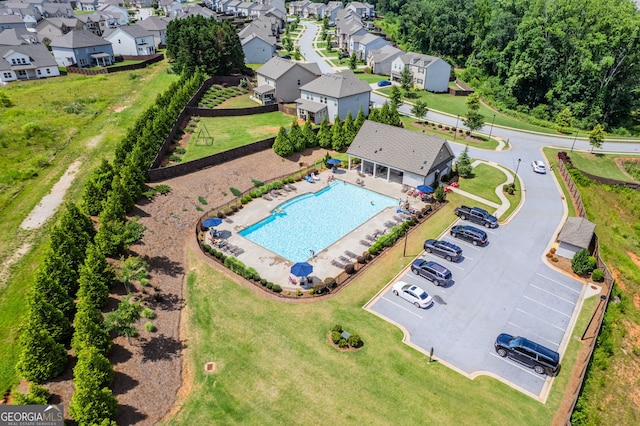 7043 Lancaster Xing, Flowery Branch, GA 30542 - aerial view of residential area with a pool