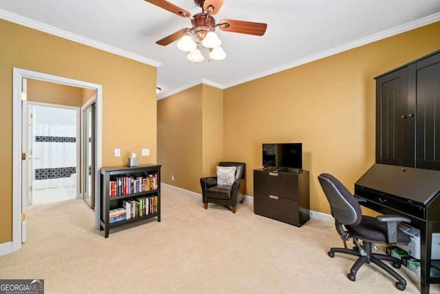 3071 Lenox Rd NE Unit 19, Atlanta, GA 30324 - office space featuring ornamental molding, light carpet, and a ceiling fan