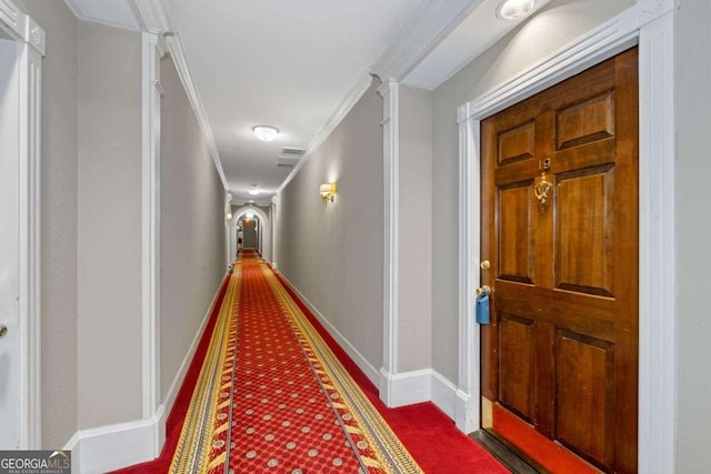 3071 Lenox Rd NE Unit 19, Atlanta, GA 30324 - hall with carpet flooring and crown molding