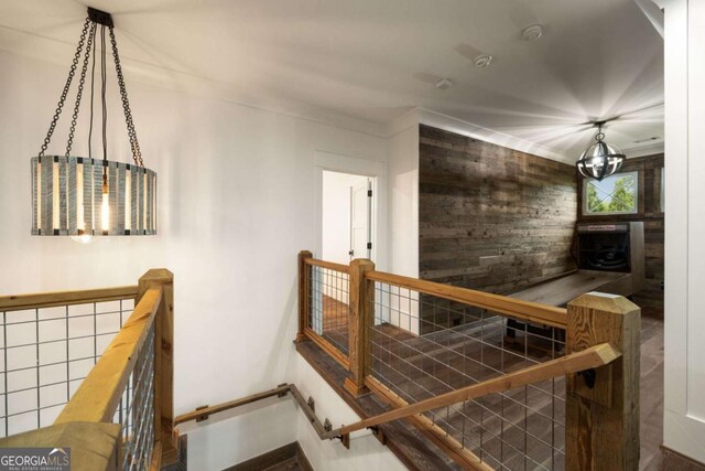 13365 Hopewell Rd, Alpharetta, GA 30004 - staircase with wooden walls and baseboards