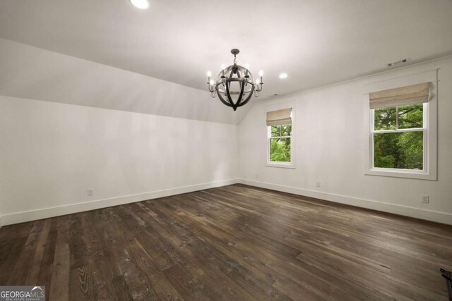 13365 Hopewell Rd, Alpharetta, GA 30004 - empty room with a chandelier, dark wood-style floors, and recessed lighting