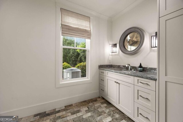 13365 Hopewell Rd, Alpharetta, GA 30004 - bathroom with vanity and brick patterned flooring