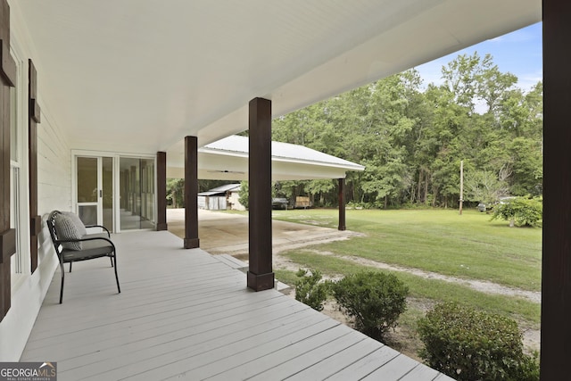 684 Frances Ln, Brooklet, GA 30415 - wooden deck with a yard