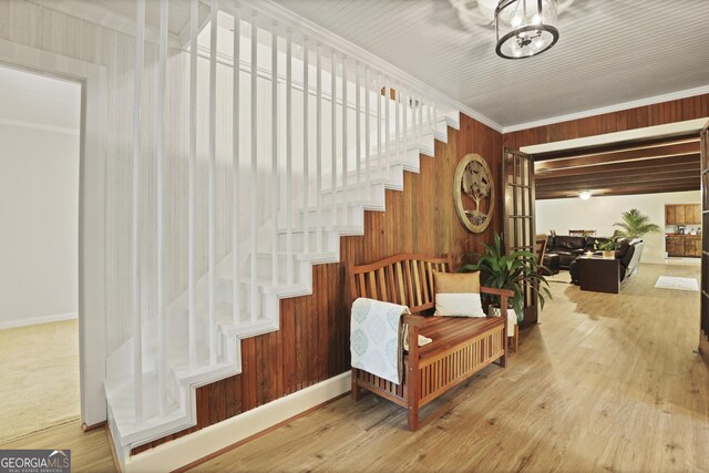 684 Frances Ln, Brooklet, GA 30415 - stairway with ornamental molding and wood finished floors