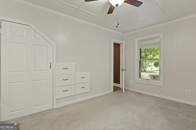 684 Frances Ln, Brooklet, GA 30415 - unfurnished bedroom featuring carpet, ornamental molding, and ceiling fan