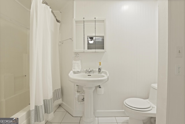 684 Frances Ln, Brooklet, GA 30415 - bathroom featuring tile patterned floors and shower / bath combo with shower curtain