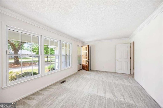 204 Old Oak Rd, Macon, GA 31216 - spare room with a textured ceiling, healthy amount of natural light, light carpet, and crown molding