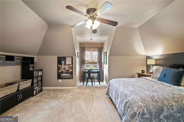 501 Avery Creek Pointe, Woodstock, GA 30188 - carpeted bedroom featuring lofted ceiling and ceiling fan