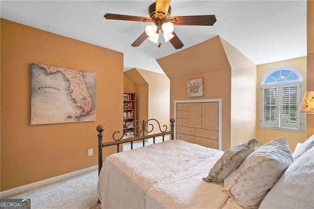501 Avery Creek Pointe, Woodstock, GA 30188 - bedroom with carpet flooring, ceiling fan, and vaulted ceiling