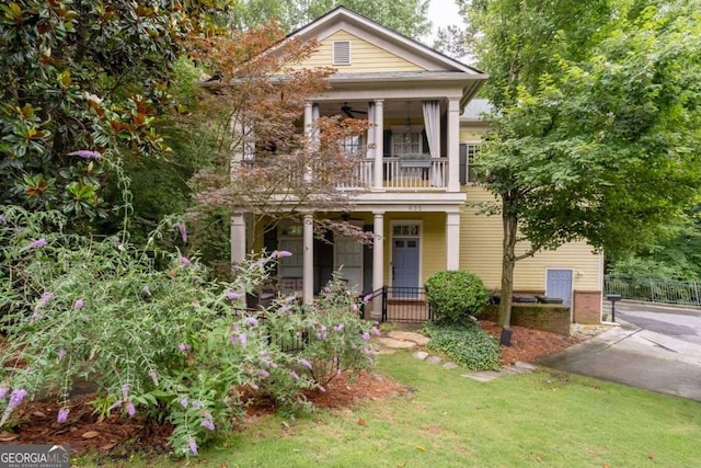 635 Holcomb Bridge Rd, Norcross, GA 30071 - neoclassical home featuring a balcony and a porch