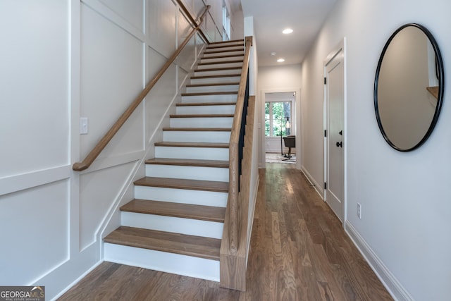 2164 James Aly, Atlanta, GA 30345 - stairs with wood finished floors and recessed lighting