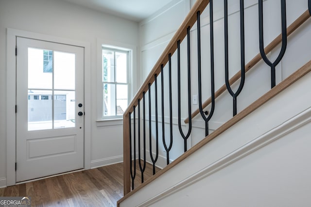 2164 James Aly, Atlanta, GA 30345 - foyer entrance with healthy amount of natural light, wood finished floors, and stairs