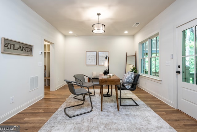 2164 James Aly, Atlanta, GA 30345 - dining room featuring dark wood-type flooring, a desk, and recessed lighting