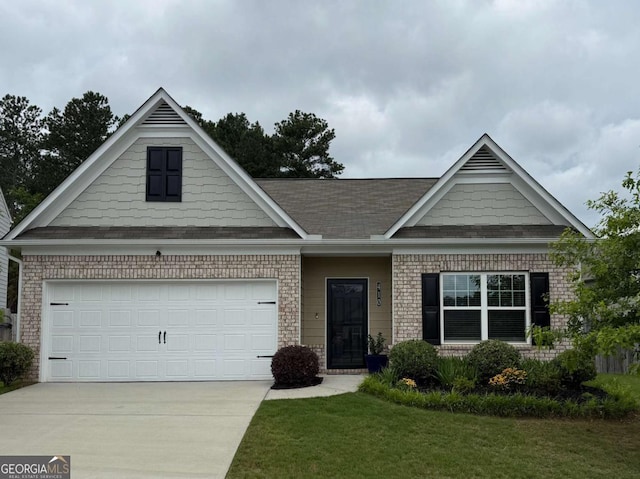 410 Meadowbend Cir, Athens, GA 30606 - view of front of home featuring roof with shingles, driveway, a front yard, brick siding, and an attached garage