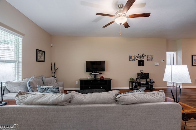 410 Meadowbend Cir, Athens, GA 30606 - living area featuring wood finished floors and ceiling fan