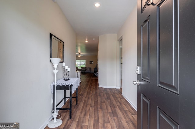 410 Meadowbend Cir, Athens, GA 30606 - foyer entrance featuring dark wood-style floors and recessed lighting
