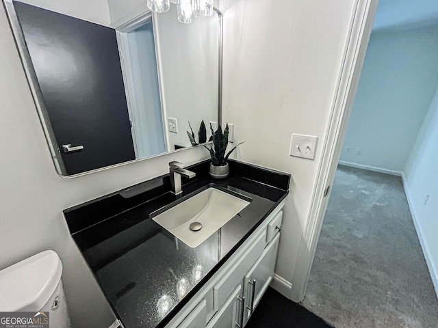 3150 Stratford Green Pl, Avondale Estates, GA 30002 - half bath featuring vanity and a chandelier