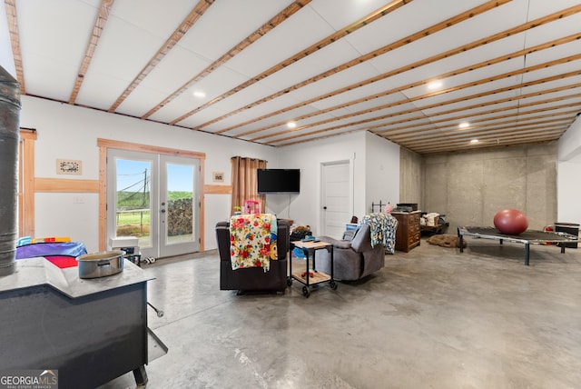 429 Hubert Harris Rd, Cornelia, GA 30531 - living area featuring concrete flooring and french doors