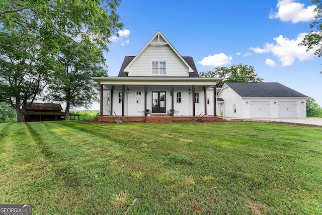 429 Hubert Harris Rd, Cornelia, GA 30531 - view of front facade with covered porch, a front lawn, and a garage