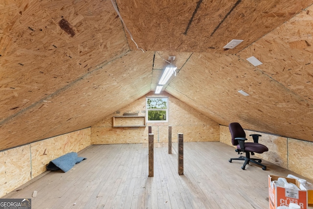 429 Hubert Harris Rd, Cornelia, GA 30531 - unfurnished office with lofted ceiling and hardwood / wood-style flooring