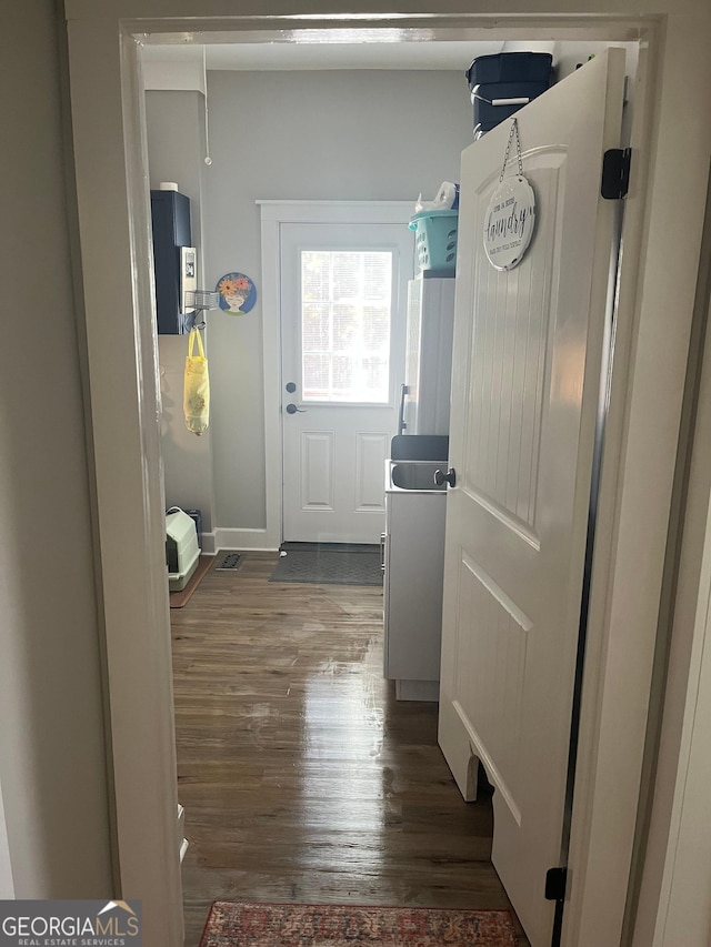 7191 Moontown Rd, Appling, GA 30802 - doorway to outside featuring wood finished floors and baseboards