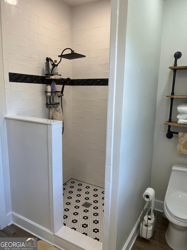 7191 Moontown Rd, Appling, GA 30802 - bathroom featuring a stall shower and wood finished floors