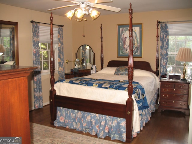 4098 Nancy Creek Way NE, Brookhaven, GA 30319 - bedroom with wood finished floors and a ceiling fan