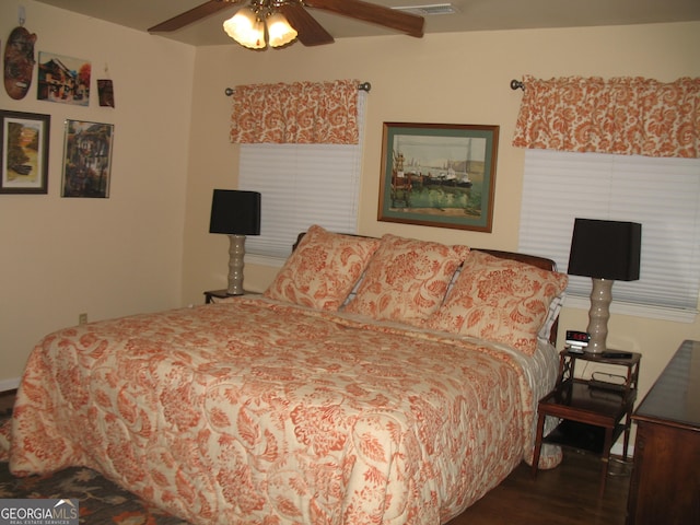 4098 Nancy Creek Way NE, Brookhaven, GA 30319 - bedroom featuring wood finished floors and ceiling fan