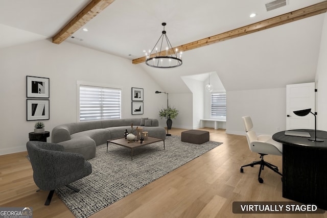 3735 Hamilton Mill Rd, Buford, GA 30519 - living room with wood finished floors, a chandelier, and recessed lighting