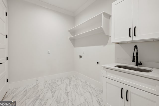 3735 Hamilton Mill Rd, Buford, GA 30519 - washroom with washer hookup, electric dryer hookup, cabinet space, and light marble finish flooring