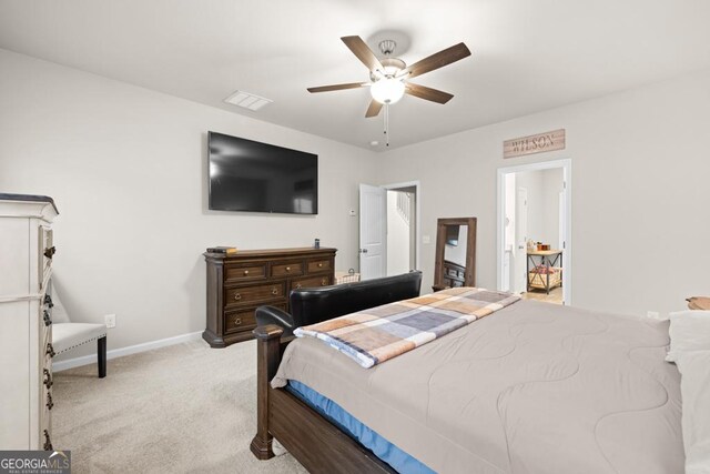 2046 Westbrook Rd, Commerce, GA 30530 - bedroom with light colored carpet and a ceiling fan