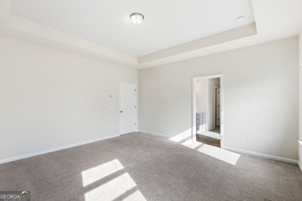 1494 Weeping Tree Cir, Hoschton, GA 30548 - carpeted empty room with a raised ceiling