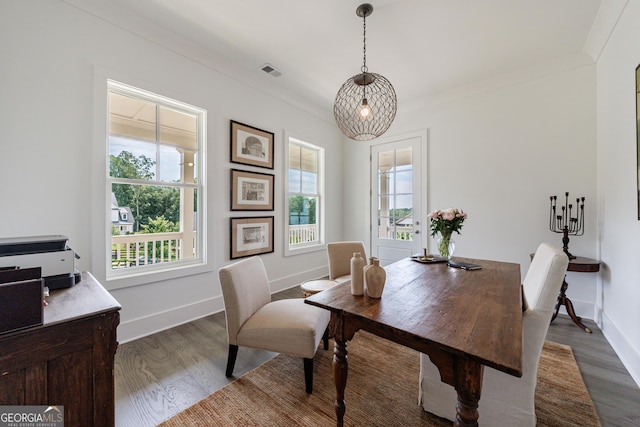 15755 Burdette Ct, Milton, GA 30004 - dining room with dark wood-style flooring