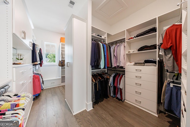 15755 Burdette Ct, Milton, GA 30004 - spacious closet featuring attic access and dark wood-type flooring