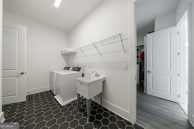 15755 Burdette Ct, Milton, GA 30004 - washroom with washing machine and clothes dryer and baseboards