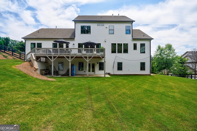 15755 Burdette Ct, Milton, GA 30004 - rear view of house with a deck, a patio, and a shingled roof