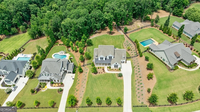 15755 Burdette Ct, Milton, GA 30004 - aerial perspective of suburban area with a pool area