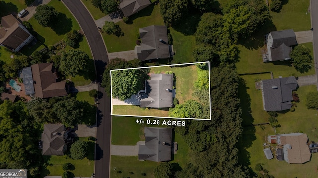 5832 Sycamore Ridge Dr, Sugar Hill, GA 30518 - aerial perspective of suburban area featuring property parcel outlined