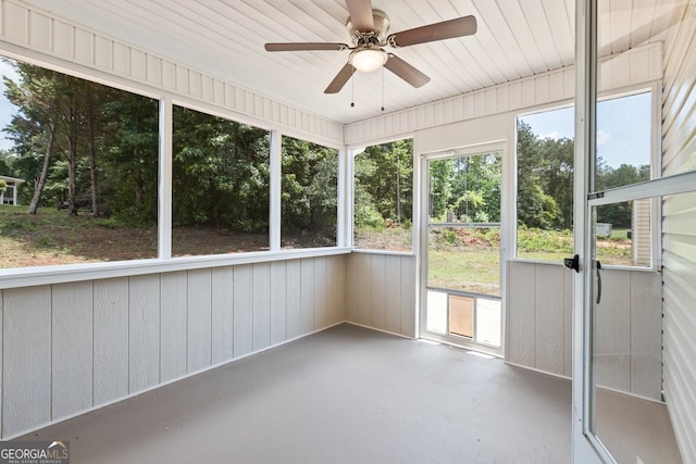 501 Llewellyn Ct, Jenkinsburg, GA 30234 - unfurnished sunroom featuring ceiling fan