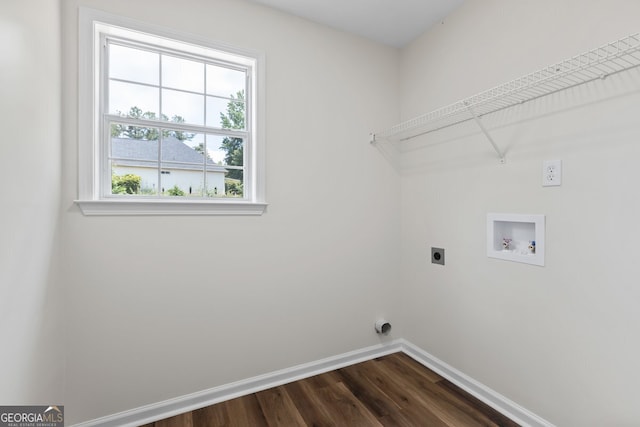501 Llewellyn Ct, Jenkinsburg, GA 30234 - laundry area featuring electric dryer hookup, dark wood finished floors, and hookup for a washing machine