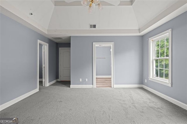 2333 Old Newnan Rd, Carrollton, GA 30116 - unfurnished bedroom with carpet flooring, a raised ceiling, and a ceiling fan