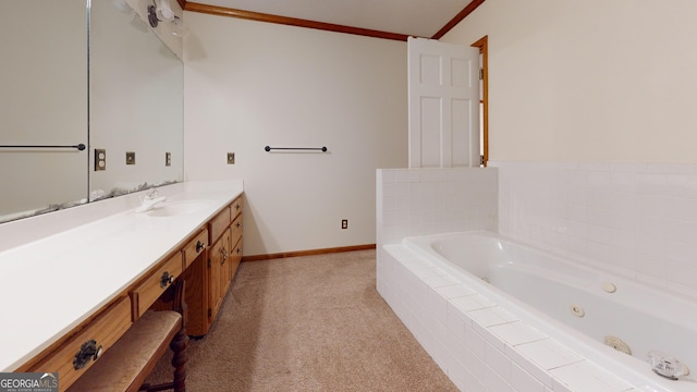 26 Ben Blvd, Swainsboro, GA 30401 - full bath featuring vanity, a tub with jets, and crown molding