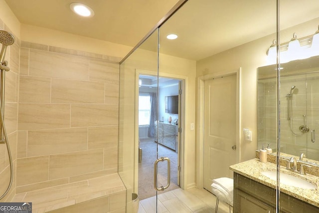 1306 Harris Way, Brookhaven, GA 30319 - bathroom with a shower stall, vanity, and recessed lighting