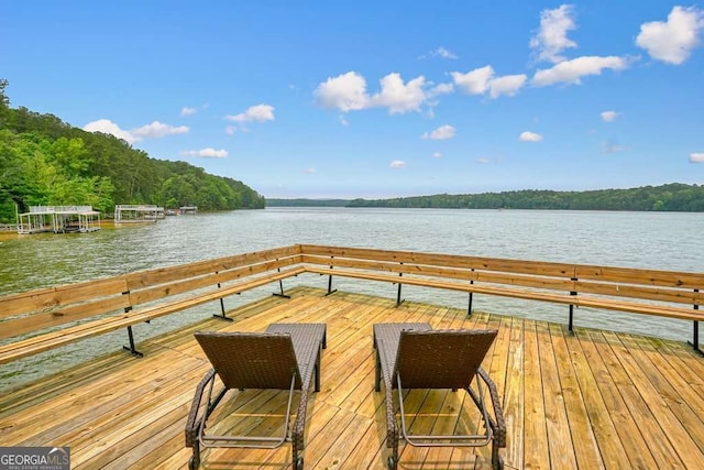 627 Apache Trl, Woodstock, GA 30189 - dock featuring a water view and a forest view