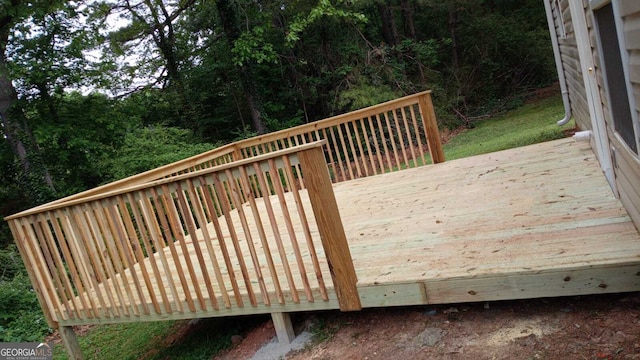 756 Glenshire Ct, Riverdale, GA 30274 - wooden terrace featuring a wooded view